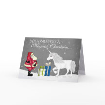 Papai Noel e Unicórnio Natal Mágico Ano Novo Feliz