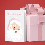 Cartão De Festividades Papai Noel em Natais vintages de Chapéu Rosa<br><div class="desc">Espalhe o estilo vintage de alegria de feriado com este cartão de saudação personalizável com um gráfico de estilo retrô Papai Noel vestido com um bonito chapéu cor-de-rosa sobre um fundo de cinza leve. A mensagem na frente e a dentro deste cartão podem ser alteradas para seu próprio texto personalizado....</div>