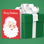 Cartão De Festividades Papai Noel em Natais vintages de Chapéu Rosa<br><div class="desc">Espalhe o estilo vintage de alegria de feriado com este cartão de saudação personalizável com um gráfico de estilo retrô Papai Noel vestido com um bonito chapéu cor-de-rosa contra um fundo vermelho festivo. A mensagem na frente e a dentro deste cartão podem ser alteradas para seu próprio texto personalizado.</div>