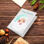 Cartão De Festividades Papai Noel em Natais vintages de Mint Hat<br><div class="desc">Espalhe o estilo de vintage de alegria de férias com este cartão de saudação personalizável com um gráfico de estilo retrô Papai Noel vestido com um bonito chapéu verde de menta do Papai Noel contra um fundo de cinza leve. A mensagem na frente e a dentro deste cartão podem ser...</div>