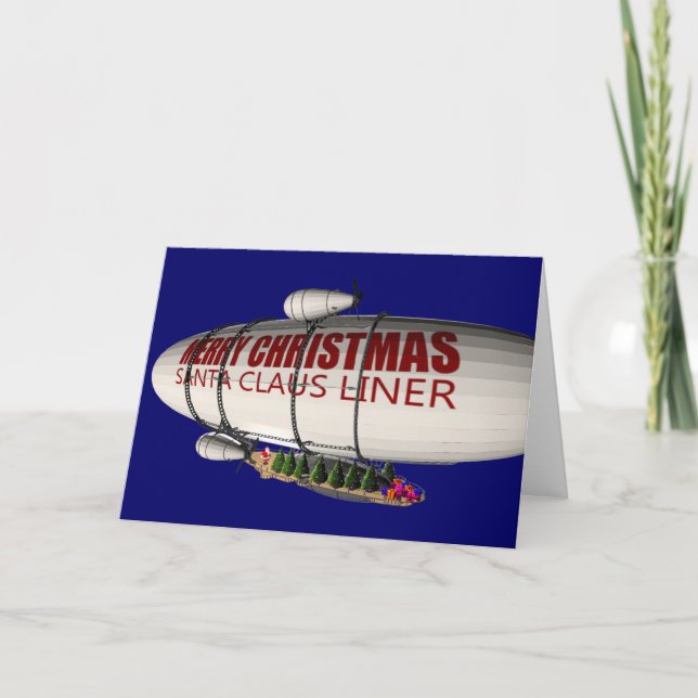 Cartão De Festividades Papai Noel Em Zeppelin (Frente)