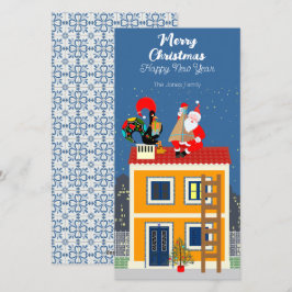 Cartão De Festividades Papai Noel encontra o galo português