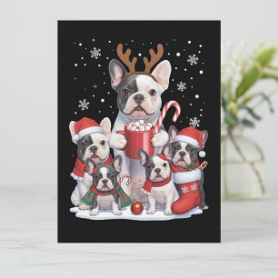 Cartão De Festividades Papai Noel Engraçado Cachorros Bulldog Francês Nat