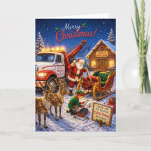 Papai Noel Engraçado Derrubou o Negócio de Caminhã