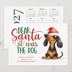 Cartão De Festividades Papai Noel Engraçado Era o Cachorro Calendário de