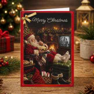 Cartão De Festividades Papai Noel engraçado fora de serviço noite de film
