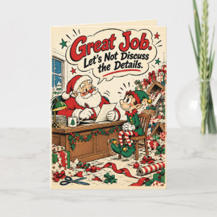 Cartão De Festividades Papai Noel engraçado Humor Natal no local de traba