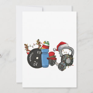 Cartão De Festividades Papai Noel engraçado levantando halteres academia