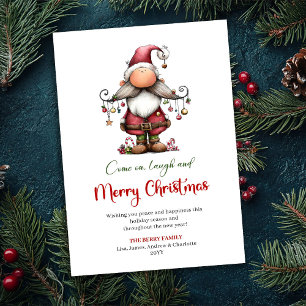 Cartão De Festividades Papai Noel Engraçado Moderno Cumprimento Festivo D