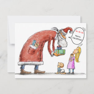 Cartão De Festividades Papai Noel entregando Presentes às Crianças