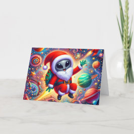 Cartão De Festividades Papai Noel Espacial Engraçado Natal