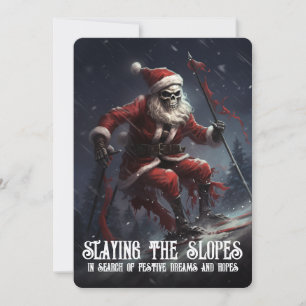 Cartão De Festividades Papai Noel Esqueleto Sinistro Esqui Goth Macabro N