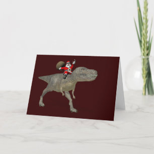 Cartão De Festividades Papai Noel Está Andando Em Trex