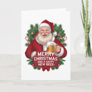 Cartão De Festividades Papai Noel Feliz Natal Feliz Ano Novo Cerveja