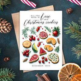 Cartão De Festividades Papai Noel Fofo Amor E Biscoitos Vermelho Verde Aq