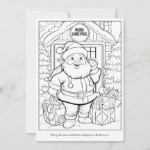 Papai Noel Fofo na Arte de Colorir Casa da Família