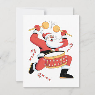 Cartão De Festividades Papai Noel Fumista Bateria Natal Feio Natal Bateri