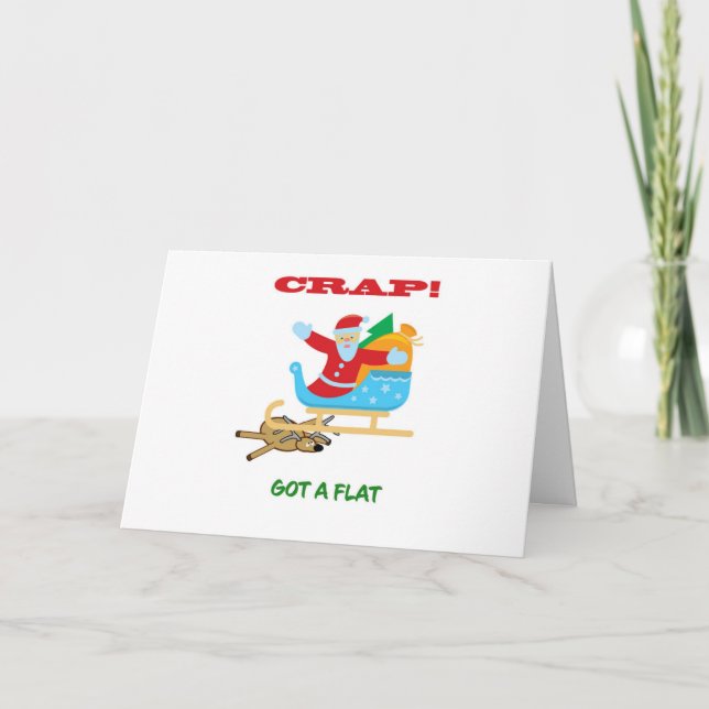 Cartão De Festividades Papai Noel Furou o Pneu (Frente)