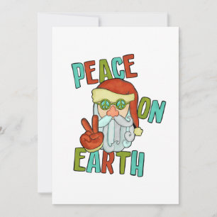 Cartão De Festividades Papai Noel Hippie Paz na Terra