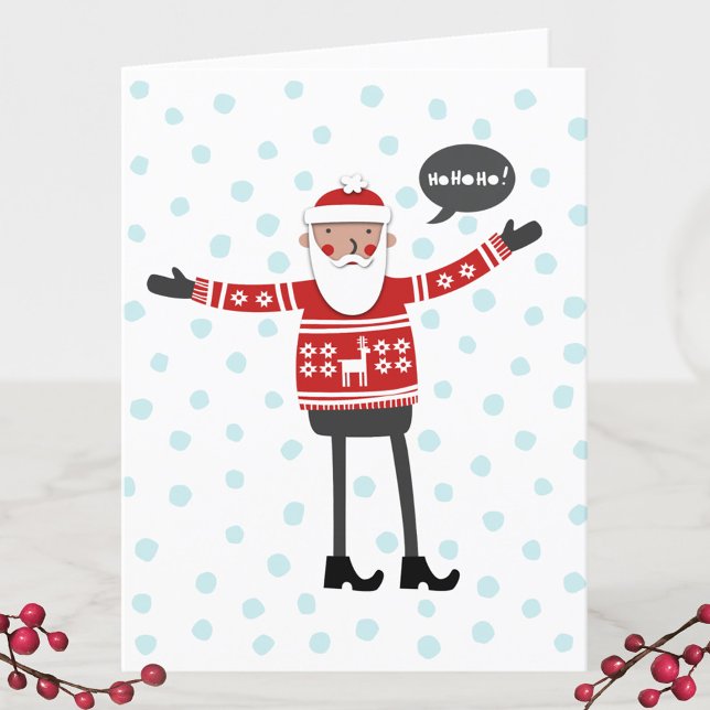 Cartão De Festividades Papai Noel Hipster (Hipster Santa in Skinny Jeans Christmas greetings card)