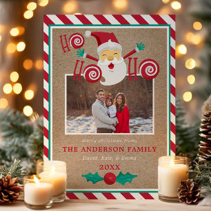 Cartão De Festividades Papai Noel Ho Ho Ho Peppermint Natal Foto