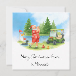 Cartão De Festividades Papai Noel Jogando Golfe no Feriado de Minnesota