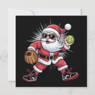 Cartão De Festividades Papai Noel jogando softbol como arremessador Espor