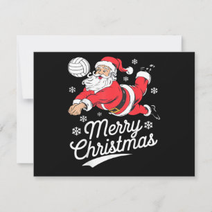Cartão De Festividades Papai Noel Jogando Volei de Natal Pijama Legal