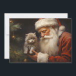 Cartão De Festividades Papai Noel Kitten Cat Feliz Natal<br><div class="desc">Cartão de cartões de natal de Natal com uma pintura de Papai Noel e uma gatinha de cinza fofa. Personalizado no verso com sua mensagem e seu nome. Entre em contato comigo para obter assistência com sua personalização ou para solicitar outros produtos Zazzle correspondentes ou coordenadores.</div>