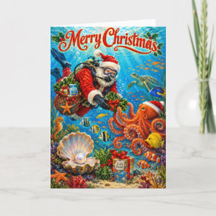 Cartão De Festividades Papai Noel mergulho