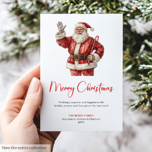 Cartão De Festividades Papai Noel moderno vintage aquarela Natal