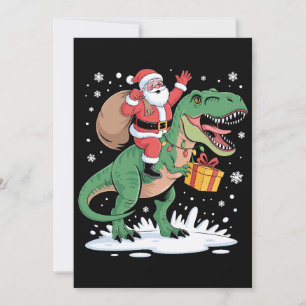 Cartão De Festividades Papai Noel Montando Dinossauro T Rex Natal Festa