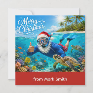 Cartão De Festividades Papai Noel Natal Snorkeling