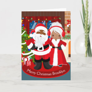 Cartão De Festividades Papai Noel Negro e Sra. Claus