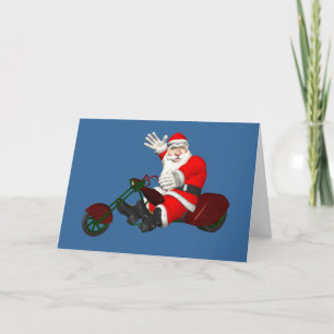 Cartão De Festividades Papai Noel No Trilho De Motor