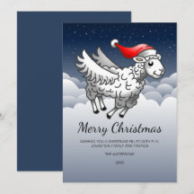 Papai Noel Ovelha de Natal Voadora