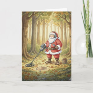 Cartão De Festividades Papai Noel personalizado fazendo detecção de metai