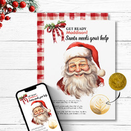 Cartão De Festividades Papai Noel Personalizado Precisa da Sua Ajuda Dese