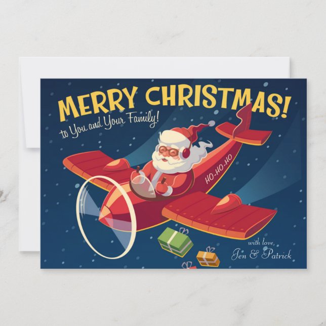 Cartão De Festividades Papai noel Plane (Frente)