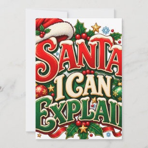 Cartão De Festividades Papai Noel Posso Explicar Natal Plano Engraçado C