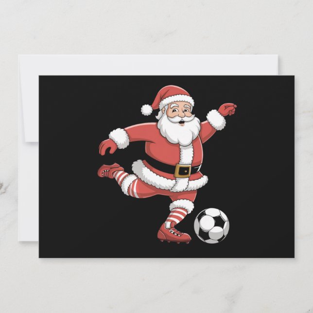 Cartão De Festividades Papai Noel pratica futebol esportes de Natal (Frente)