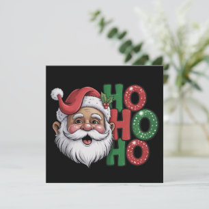 Cartão De Festividades Papai Noel Preto Ho Ho Ho Glitter Retrô Divertido