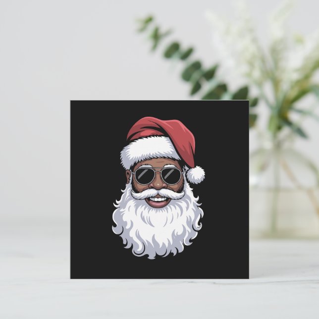 Cartão De Festividades Papai Noel Preto Natal Papa Noel Afro Americano Af (Em pé/Frente)