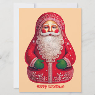Cartão De Festividades Papai Noel Primitivo Arte Folclórica