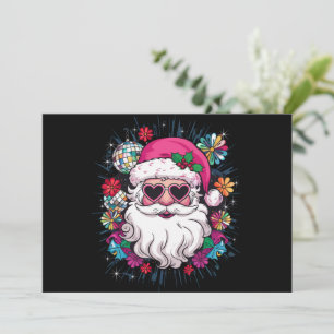 Cartão De Festividades Papai Noel Rosa Disco Natal Festa de Natal Diverti