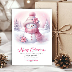 Cartão De Festividades Papai Noel Rosa Minimalista Crianças Natal Editáve