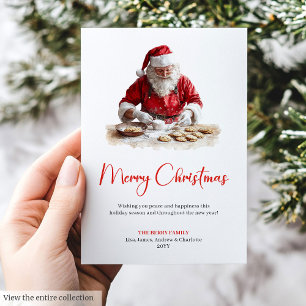 Cartão De Festividades Papai Noel Rústico Minimalista Natal Aquarela