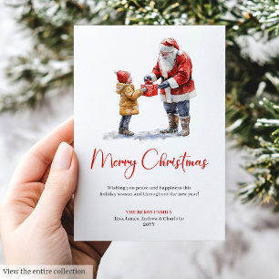 Cartão De Festividades Papai Noel Rústico Natal Feliz Tradicional