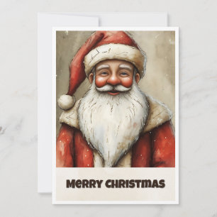 Cartão De Festividades Papai Noel Rústico Vintage da Moda Sem Foto