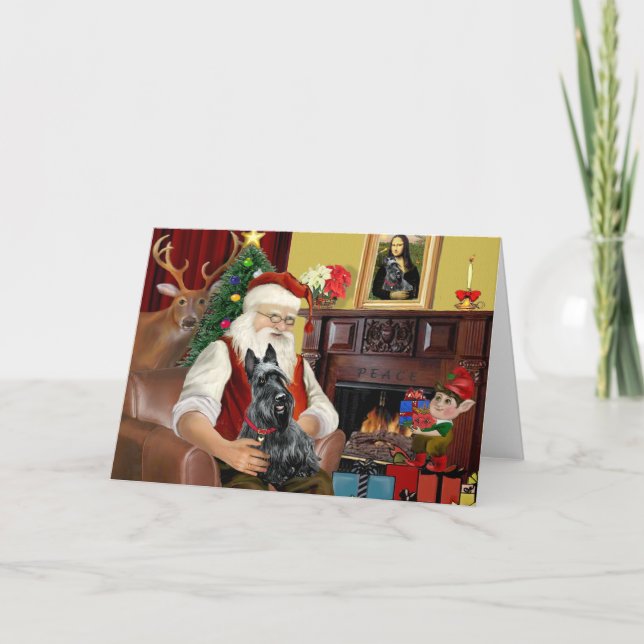 Cartão De Festividades Papai noel Scottish Terrier (Frente)